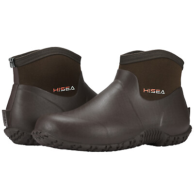 #ad HISEA Men Ankle Neoprene Rubber Boot Waterproof Work Rain Boot Memory Foam Insol $49.99