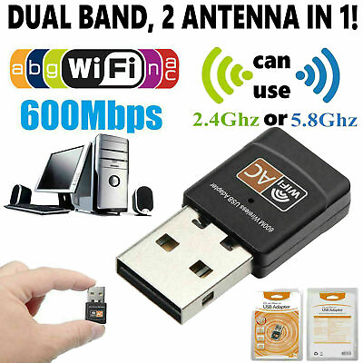 #ad Mini Dual Band 600Mbps USB WiFi Wireless Adapter For Notebook Laptop PC Desktop $4.86