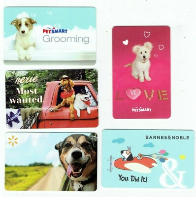 Cute Dogs Gift Card LOT of 5 Puppies Christmas F Collectible NO Value $2.95