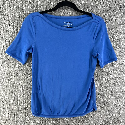 #ad Talbots Shirt Womens Small Blue Tshirt Weekend Comfort Stretch Hem 3 4 Sleeve $3.90