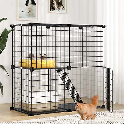 #ad 2 Tier Large Cat CageVersatile DIY Pet Playpen with Removable Metal Wiring $40.78