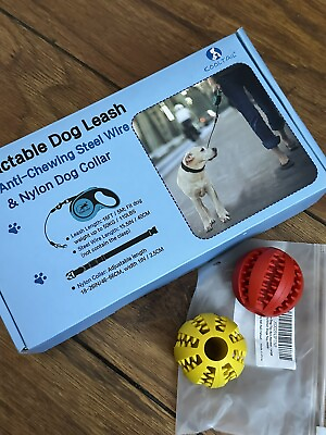 #ad Dog Leash And Collar Two Dog Toy Balls Bundle $10.50
