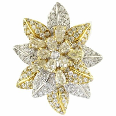 #ad Charming Flower Ring In 925 Two Tone Silver Studded With White amp; Yellow 5.CT CZ $275.00