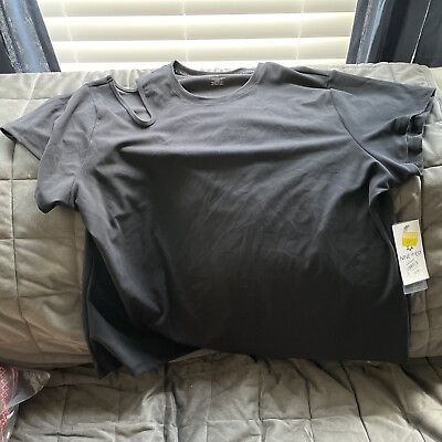 #ad Nine West Active Cut Out Shoulder T Shirt Women#x27;s 3X Black Short Sleeve $12.99