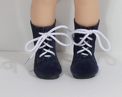 #ad Dk Navy Blue Faux Suede LaceUp Boots Doll Shoes For 14quot; AG Wellie Wishers Debs* $12.14