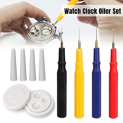 #ad Watch Clock Oiler Pen Needle w Oil Cup Precision Repair Tool Kit For Watchmaker $11.98