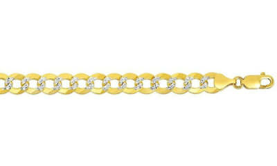 #ad 14K 20in Yellow Gold White Pave Look Curb Chain with Lobster Clasp Approx 7.2g $673.12
