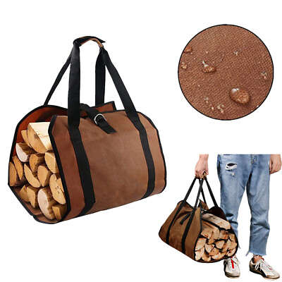 #ad Large Firewood Log Carrier Bag Heavy Duty Log Tote Bags Holder with Handles $11.95