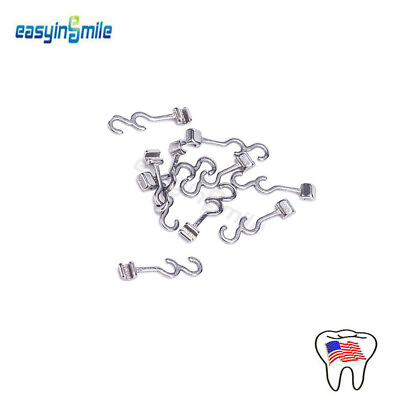 #ad Dental Ortho Long Curved Crimpable Hook Type Left Right Metal 10Pcs Easyinsmile $8.89