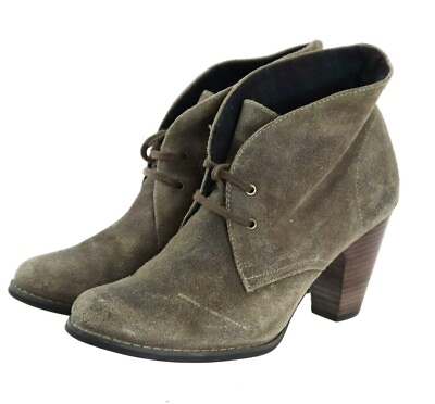 #ad Clarks Indigo Women#x27;s Heeled Booties Boots Size 8 Suede Light Brown $30.40