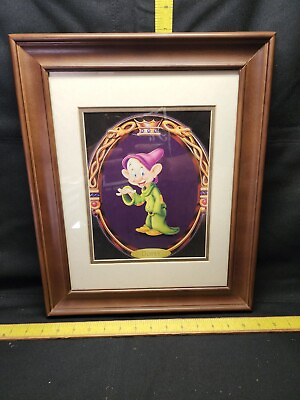 #ad Disney Dopey Dwarf Lihograph WOOD FRAMED UNDER GLASS Ready 2 Display $55.00