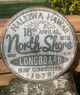 #ad North Shore Longboard Haleiwa Hawaii Metal Sign Tin Vintage Bar Surf Competition $16.95