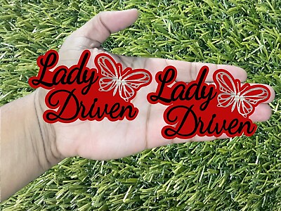 #ad Glossy Black Lady Driven Brushed Silver Butterfly on Red Emblem Badge Custom New $52.69