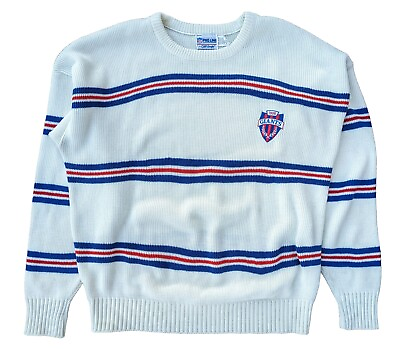 #ad VTG New York Giants Cliff Engle Sweater NFL Pro Line Orlon Wool Striped XL USA $30.00