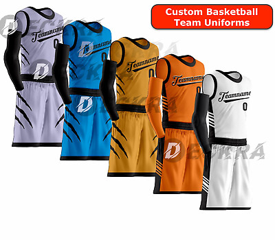 #ad New Basketball Uniform Customizable Jersey Set Team Sports Shorts Adults Youth $399.99