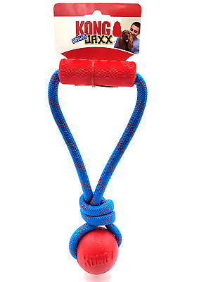 #ad KONG Jaxx Brights Ball with Rope and Handle MEDIUM Red Tug amp; Fetch Dog Toy $13.89