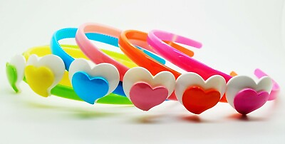 #ad Lot of 6 12 cute heart bow thin plastic hairband fashion jewelry wholesale lot $18.99