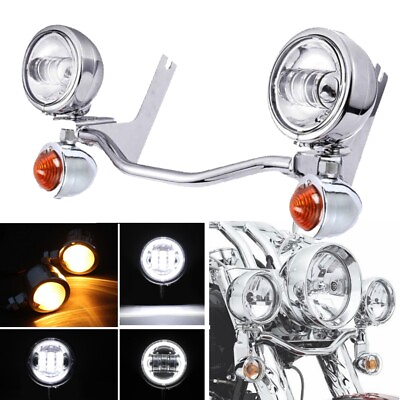 #ad 4.5quot; LED Fog Passing Turn Signal Light Bar Kit For Harley Electra Glide Standard $159.99
