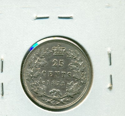 #ad CAP Canada 25 cents 1872H VF30 C $122.00