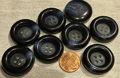 #ad 8 Large Thick Dark Navy Blue Plastic Sew through Coat Buttons 1 1 8quot; 28mm 8130 $7.99