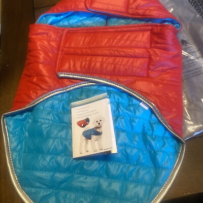 #ad Reversible DOG jacket lightweight turquoise and red 3M reflective $12.00