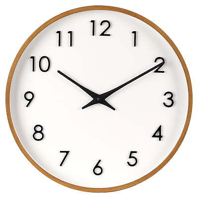 #ad Hot Round Indoor 20quot; Modern Mid Tone Wood Finish Plastic Frame Analog Wall Clock $27.96
