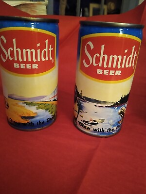 #ad Two Continental Can Company Schmidt Empty Beer Can Banks With Graphics. $13.00