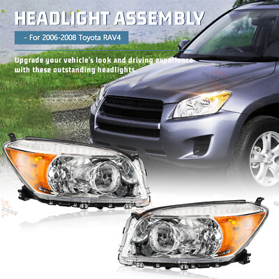 #ad For 2006 2007 2008 Toyota RAV4 Headlights Headlamps Chrome LeftRight Pair Set m $81.99
