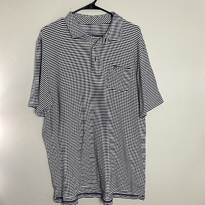 #ad Peter Millar Seaside Wash Polo Shirt Adult XL Black White Striped Golf Casual $18.80