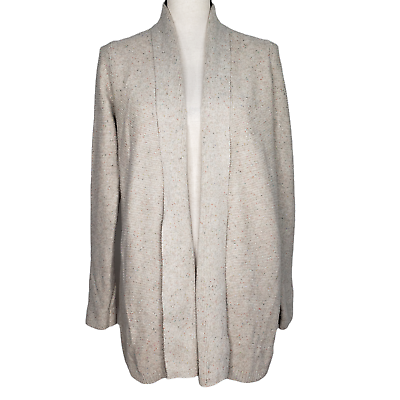 #ad J Jill Small Sweater Open Front Cardigan L S Beige Marl Knit Shawl Cotton Blend $26.99
