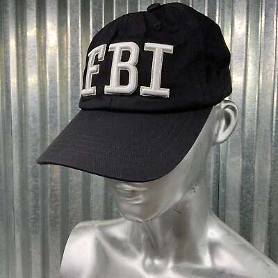 #ad Baseball Cap FBI Embroidered White Black Adjustable Strap $14.44
