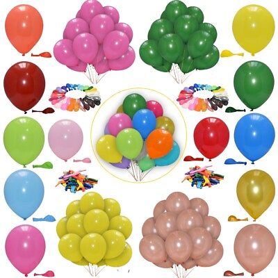 #ad 100 X Latex PLAIN BALOON BALLONS helium BALLOONS 10quot; inch Party Birthday Wedding GBP 6.99