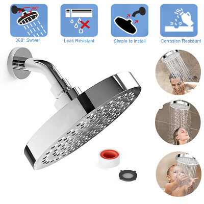 Luxury Round Shower Head Adjustable High Pressure Waterfall Bathroom Showerheads $13.99