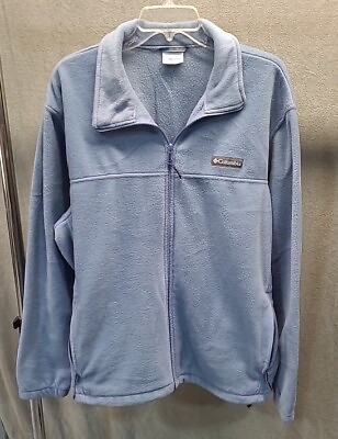 #ad Columbia Jacket Mens XL Blue Fleece Polyester Full Zip Warm Outdoors $14.95