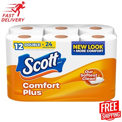#ad Scott ComfortPlus Toilet Paper 12 Double Rolls231 Sheets per Roll Septic Safe $10.87