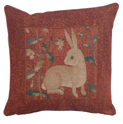 #ad Sitting Rabbit in Red Lady and the Unicorn Series Pillow Cushion Tapestry Cover $55.00