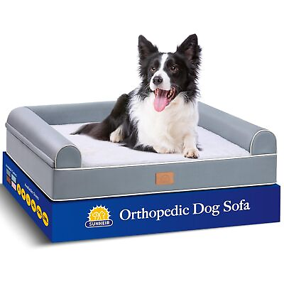 #ad Large Dog Bed Deluxe Plush amp; Faux Leather Orthopedic Dog Bed for Large Jumbo... $46.25