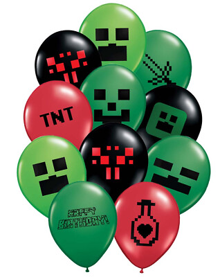 #ad 25 Pixelated 8 Bit Video Game Party Latex Balloons $8.99