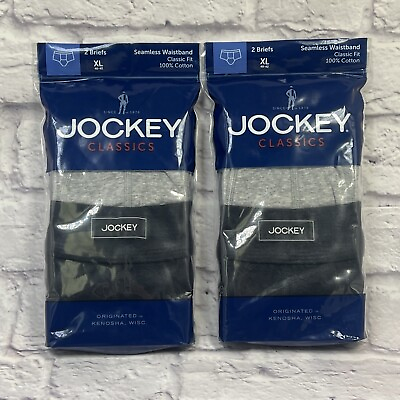 #ad JOCKEY 🔥 2 PACKS 4 Briefs Men#x27;s Seamless XL 40 42 Black Grey Cotton Classic $22.94