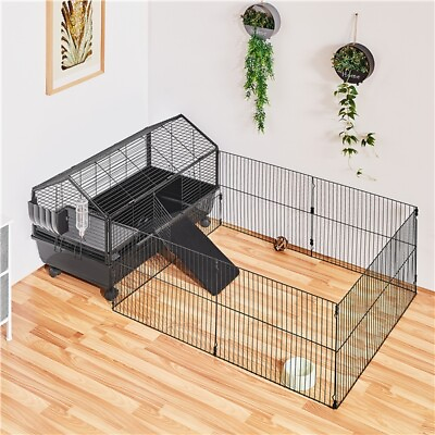 #ad Metal Rabbit Cage for Small Animals with a Foldable Play Yard 39#x27;#x27; Bunny Cage $94.88