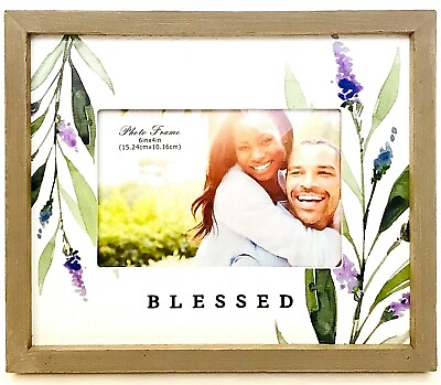 #ad Sino Gifts Lavender Farmhouse Blessed 9.5x8quot; Wood Photo Frame Fits 6x4quot; Photo $31.99