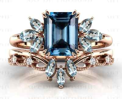 #ad 925 Sterling Silver Blue topaz Wedding Ring Engagement Bridal Promise Ring Women $119.99