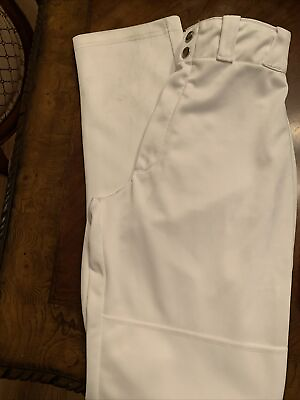 #ad Wilson Baseball Zipper Pants White Waistband Belt Loop Open Leg Small Used $12.92