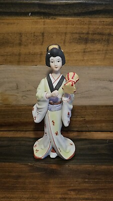 #ad Vintage Japanese Geisha Girl Statue Figurine Holding Drum 9quot; Price Products $25.99