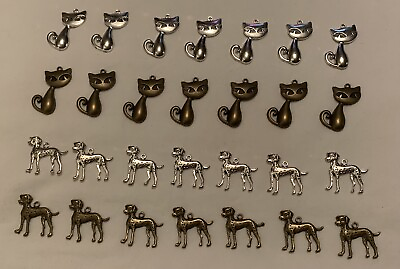 28pcs Cat Dog Charms Cat Dog Pendants Antique Jewelry Making DIY Cats And Dogs $8.99