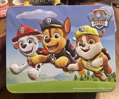 #ad Paw Patrol ALL PAWS on DECK Lunch Box Tin 8 x 6.5 x 3.25 3D Raised Graphic $6.99