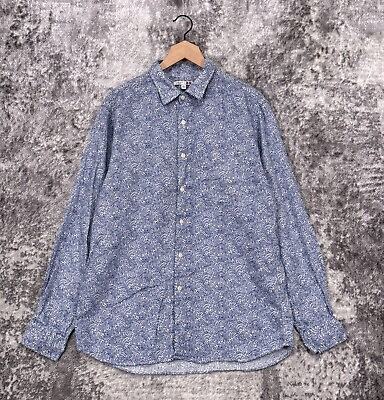 #ad Liberty of London x Uniqlo Shirt Large Mens Floral Linen Long Sleeve Button Up $39.99
