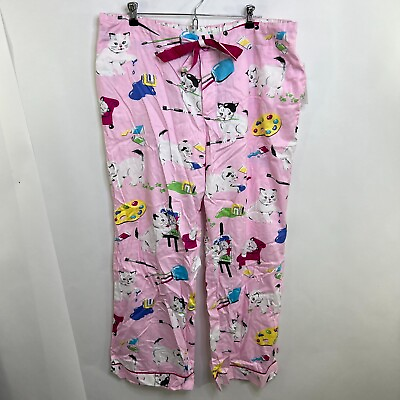 #ad Nick amp; Nora Pajama Pants XXL Cat Pink Kittens New 100% Cotton Artist Paint $44.99