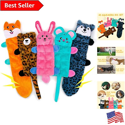 #ad 5 Pack No Stuffing Dog Toy Set Interactive Crinkle Squeaky Toys for All Breeds $45.99