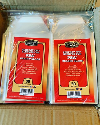 #ad 50 Count Cardboard Gold Perfect Fit PSA Sleeves 1 Pack of 50 Sleeves $2.96